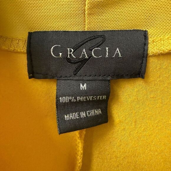 Garcia Marigold Yellow Mixed Material Plunging Shawl Neck Bodysuit M - Picture 7 of 7